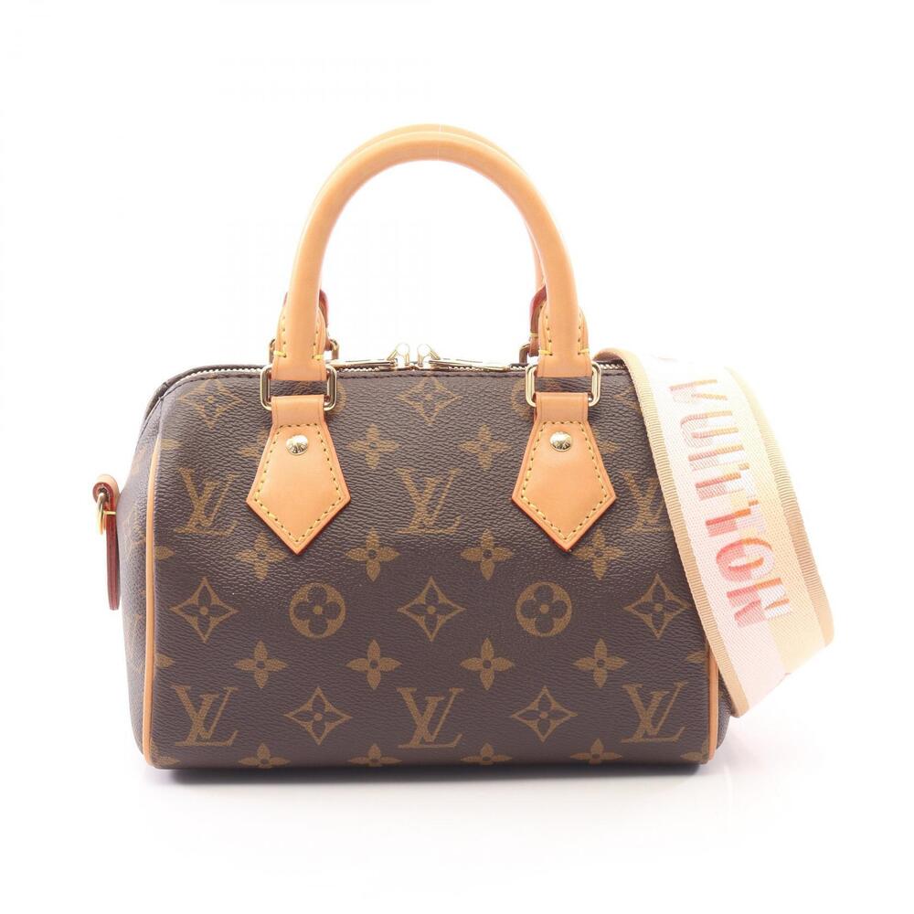 Louis Vuitton Speedy Bandouliere Monogram Canvas Leather 2Way Shoulder Bag Brown